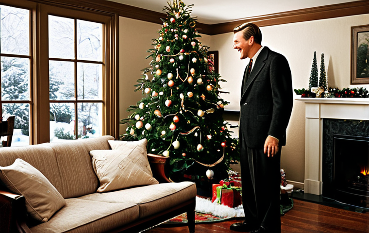 "It's a Wonderful Life" Inspired Scene**

"A heartwarming scene depicting a fully clothed family gathered around a Christmas tree in a modest living room. A kind-faced man, George Bailey-esque, is smiling at his children. Snow is falling softly outside the window.  Safe for work, appropriate content, fully clothed, professional photography, perfect anatomy, natural proportions, family-friendly."

**